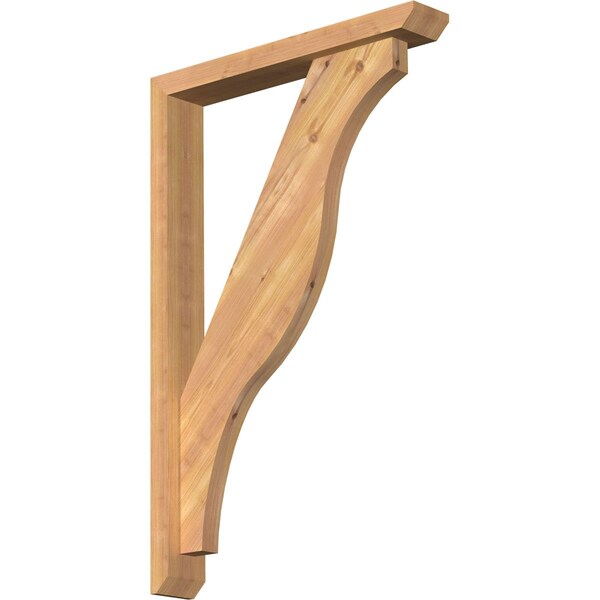 Ekena Millwork Funston Slat Smooth Bracket w/ Offset Brace, Western Red Cedar, 3 1/2"W x 22"D x 34"H BKT0402X22X34FST06SWR - main